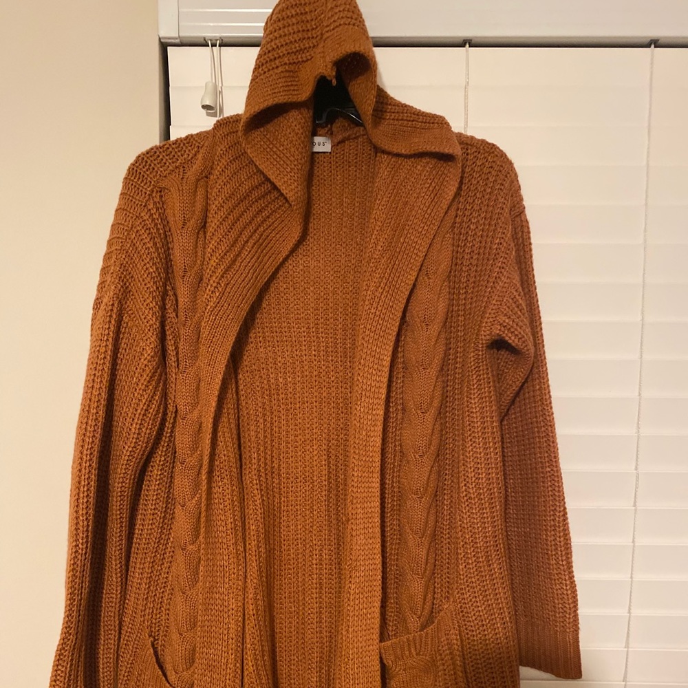 Hooded long cardigan